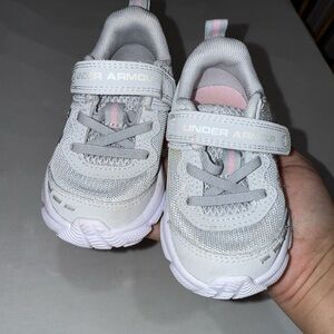 Under Armour Kids' Light Gray and Pink Sneakers